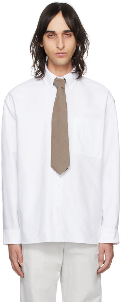 Solid Homme White Press-Stud Shirt Cover