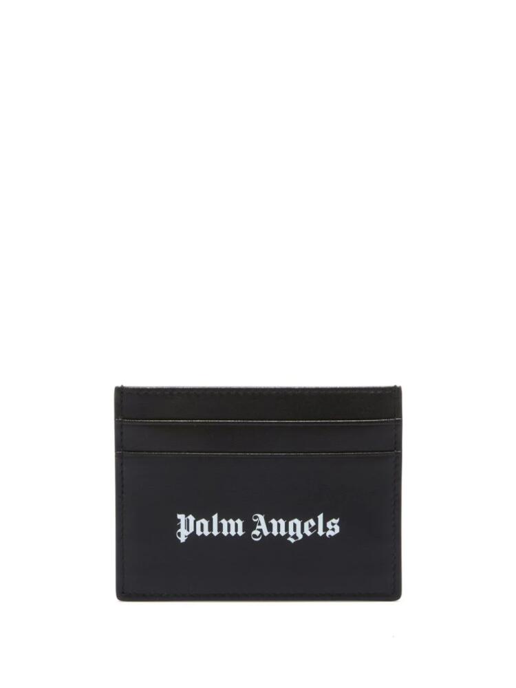 Palm Angels logo-print leather card holder - Black Cover