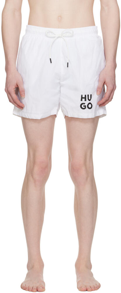 Hugo White Printed Swim Shorts Cover