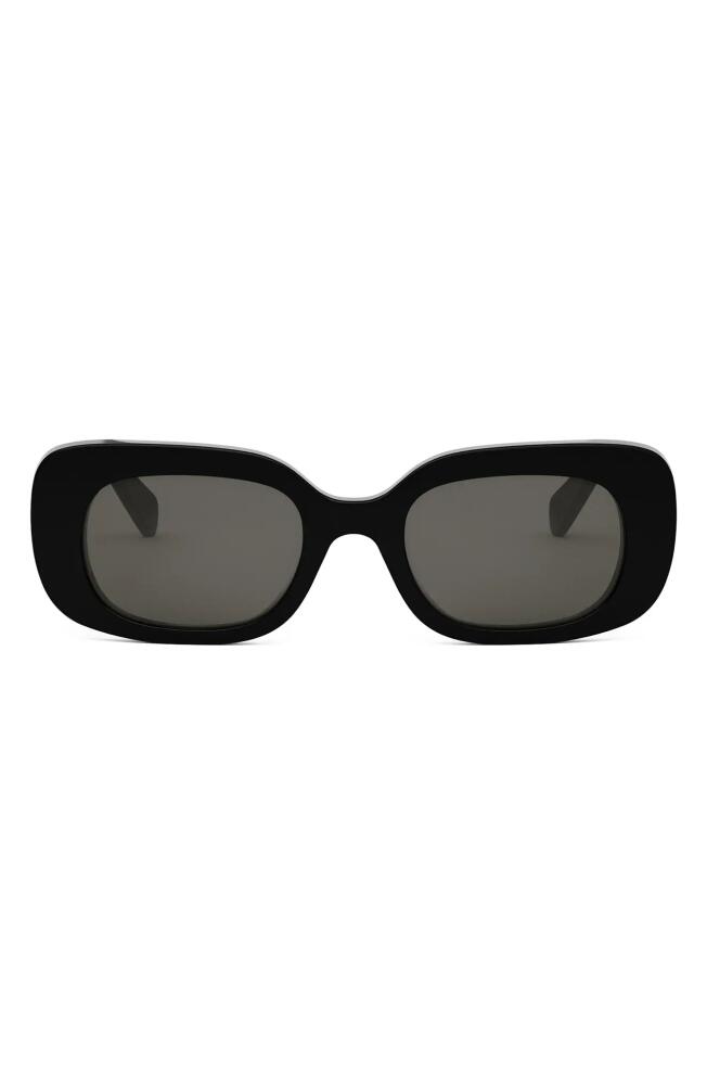 CELINE Bold 3 Dots 51mm Rectangular Sunglasses in Shiny Black /Smoke Cover