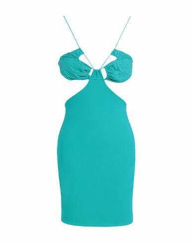 Amazuìn Woman Mini dress Emerald green Polyamide, Elastane Cover