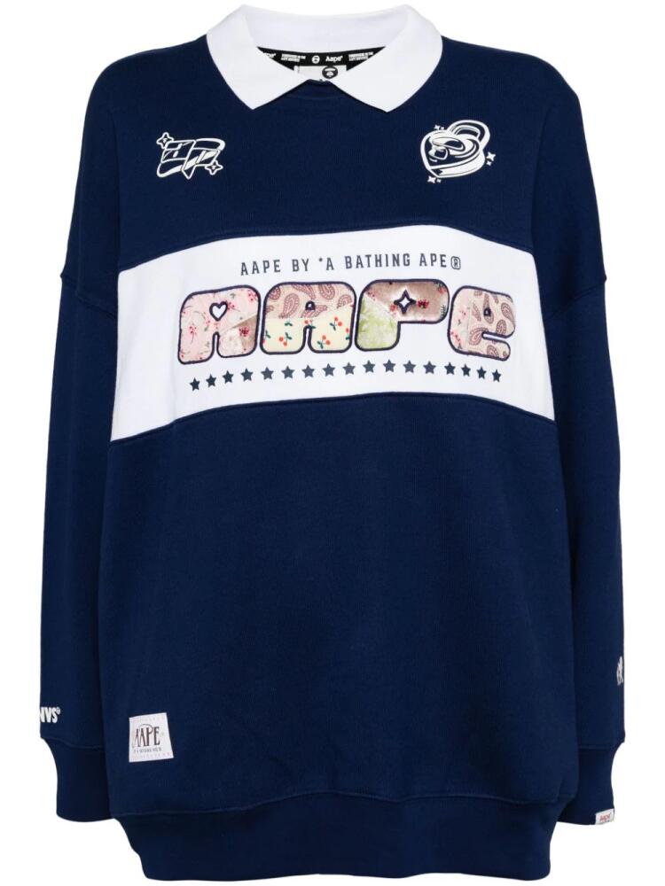 AAPE BY *A BATHING APE® logo-embellished polo sweatshirt - Blue Cover