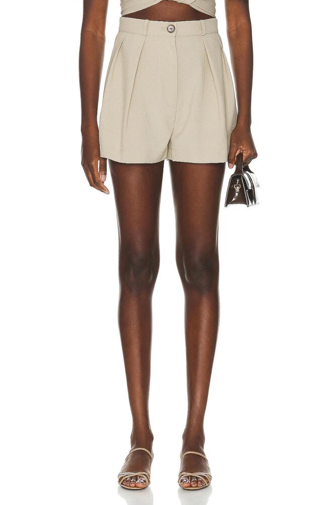 MATTHEW BRUCH Button Pleated Short in Taupe Cover