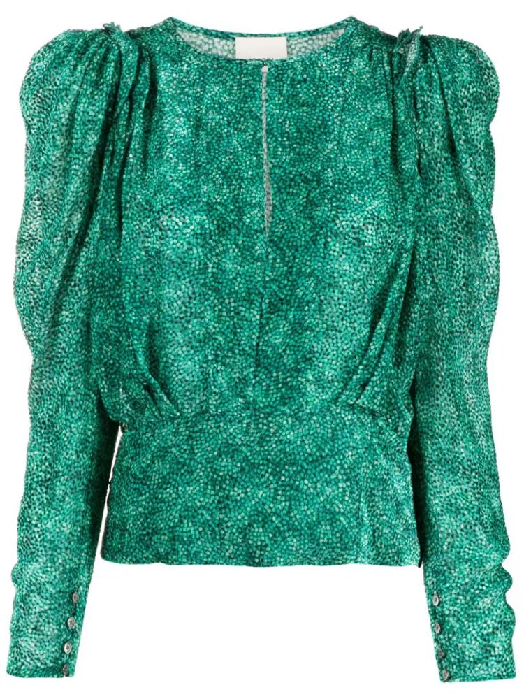 ISABEL MARANT Zarga printed-velvet blouse - Green Cover