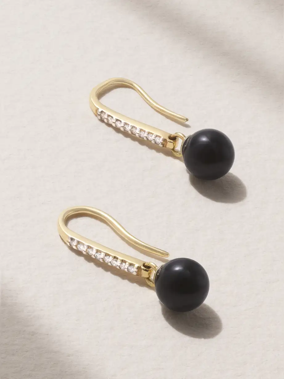 Mateo - 14-karat Gold, Onyx And Diamond Earrings - One size Cover