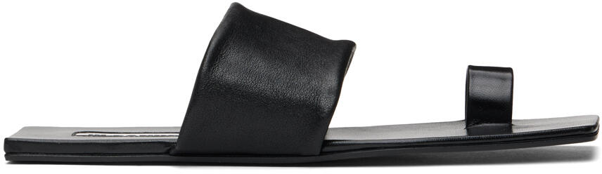 Jil Sander Black Square Toe Flat Sandals Cover