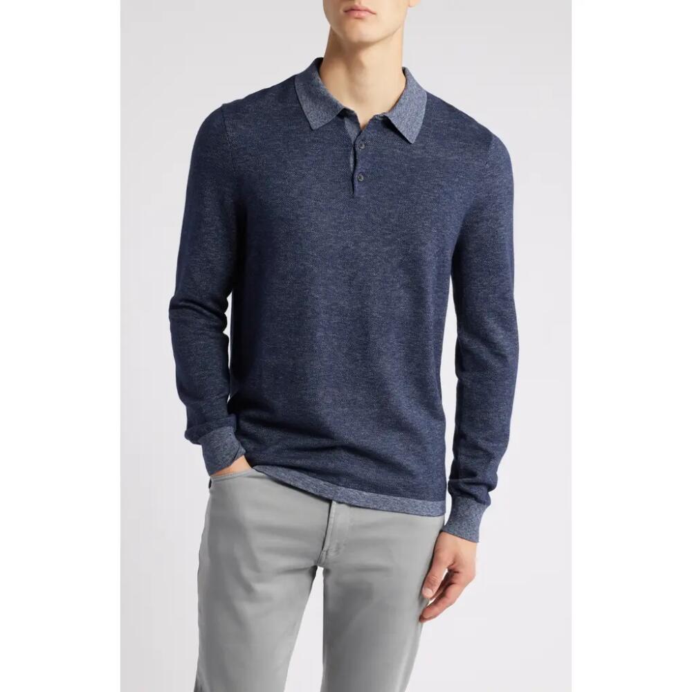 Robert Barakett Fielder Cotton & Cashmere Piqué Polo Sweater in Navy Cover