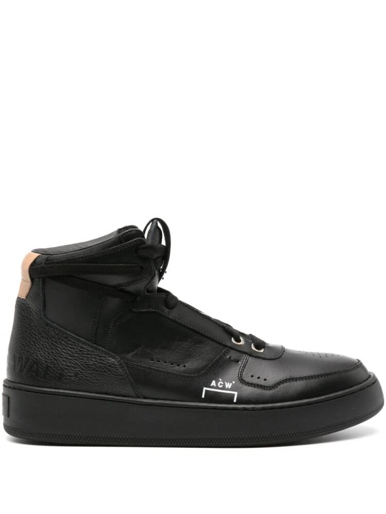 A-COLD-WALL* logo-print leather high-top sneakers - Black Cover