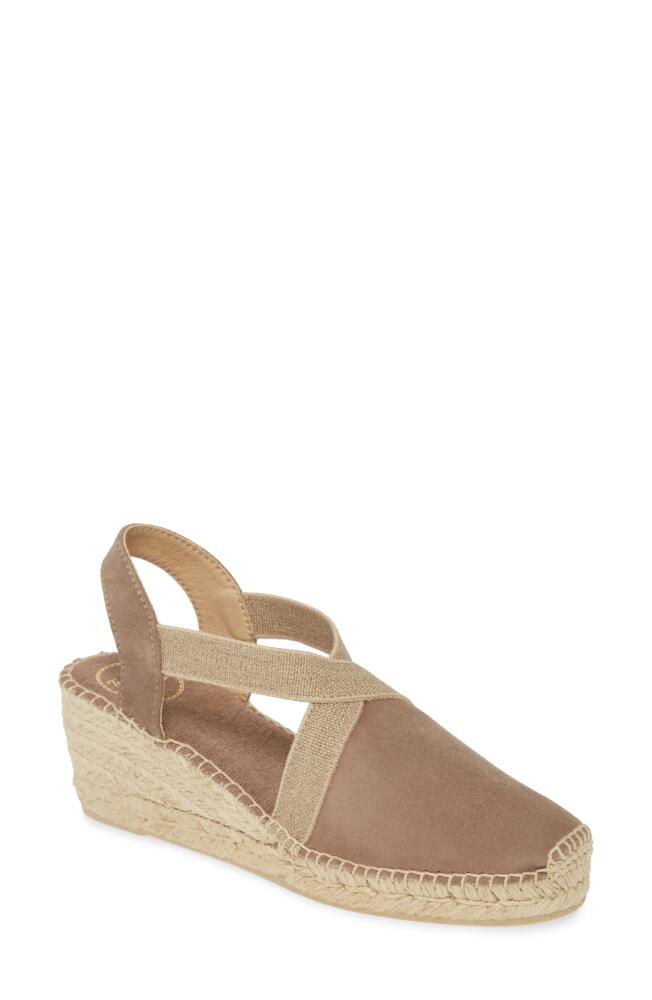 Toni Pons 'Tona' Espadrille Wedge in Taupe Fabric Cover