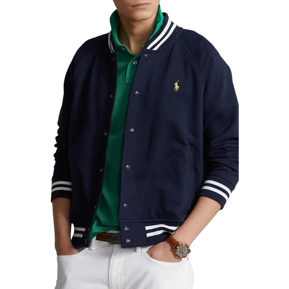 Polo Ralph Lauren Classic Athletic Fleece Baseball Jacket in Cruise Navy Cover