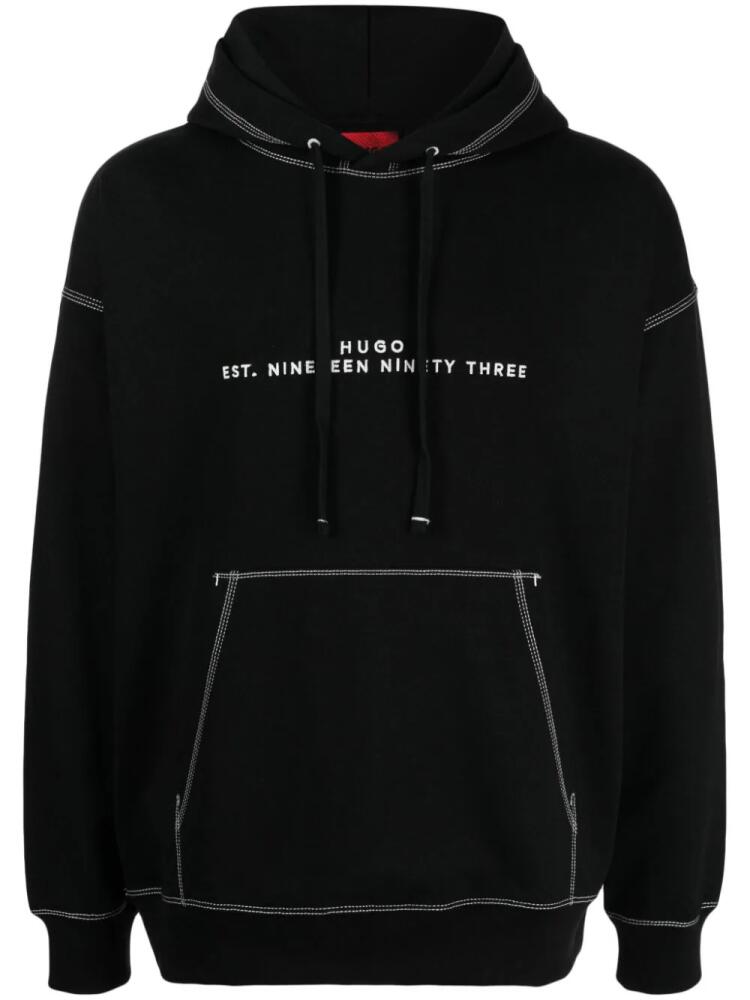 HUGO Dantaloup logo-print cotton hoodie - Black Cover