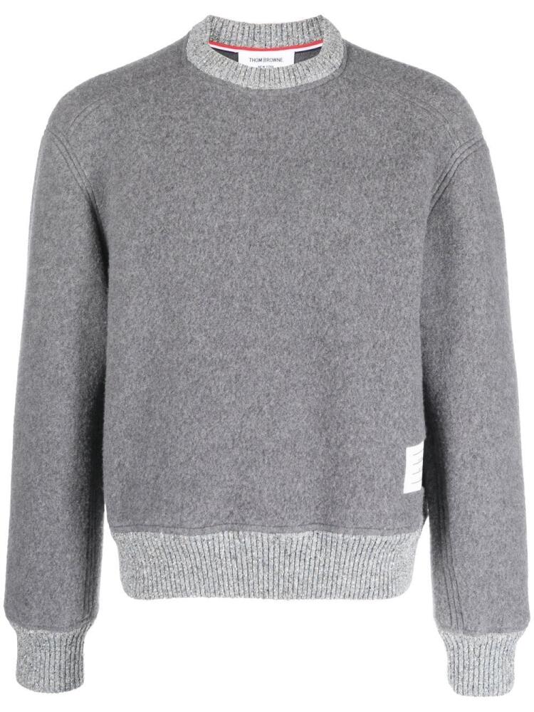 Thom Browne logo-patch crew neck jumper - Grey Cover