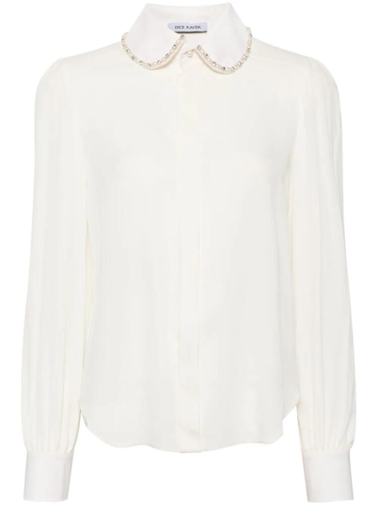 Dice Kayek pearl beaded collar silk shirt - White Cover