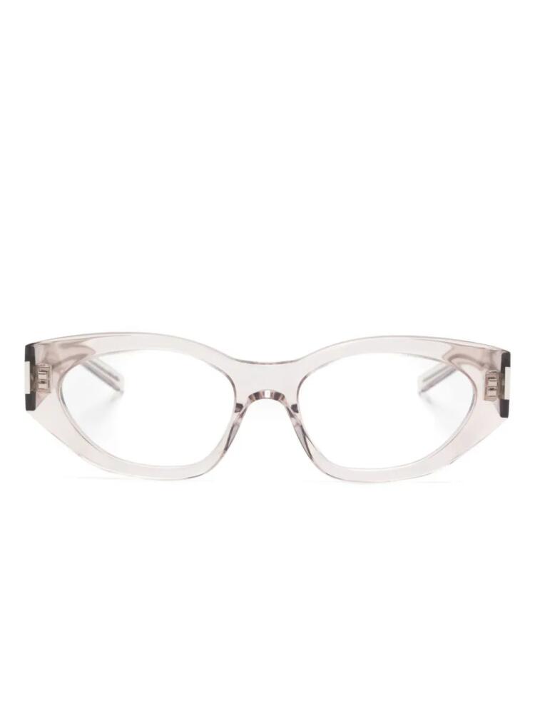 Saint Laurent Eyewear logo-plaque cat-eye glasses - Neutrals Cover