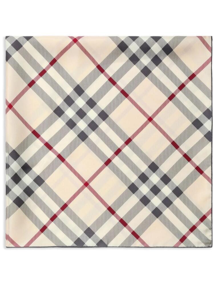 Burberry plaid-check silk scarf - Neutrals Cover