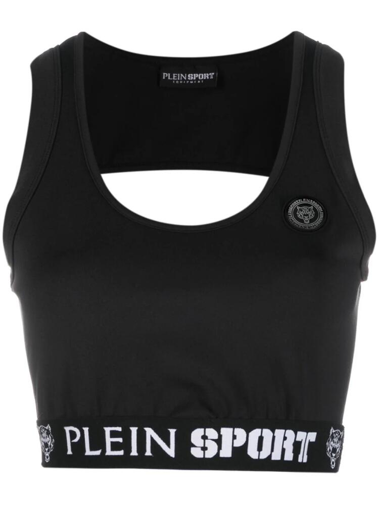 Plein Sport logo-plaque cotton tank top - Black Cover