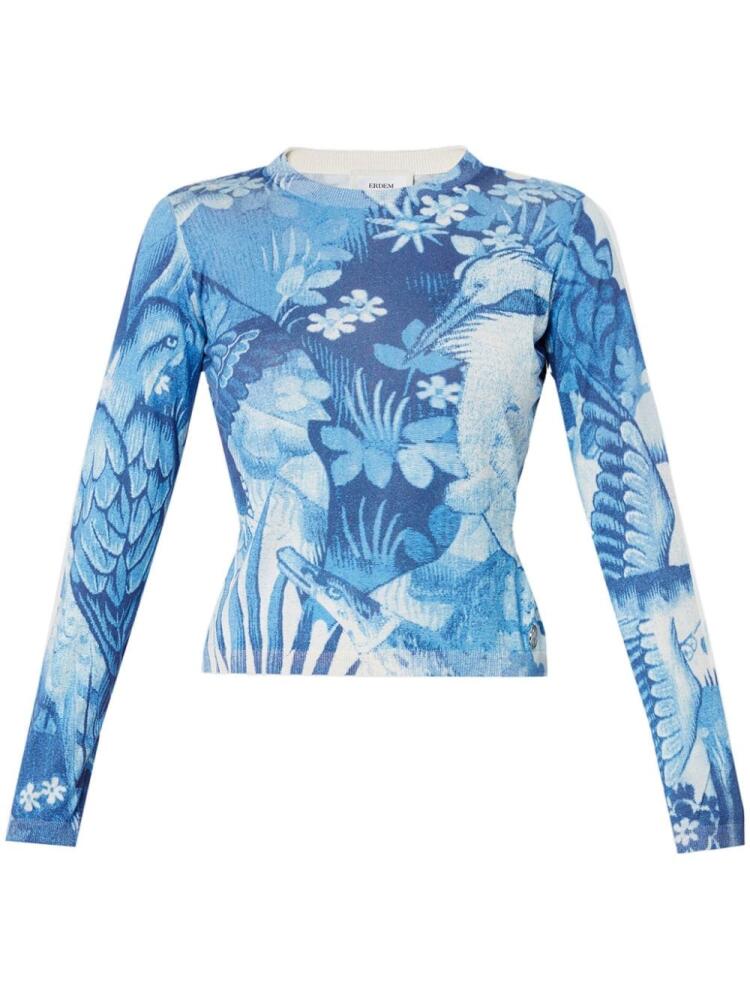 ERDEM graphic-print silk jumper - Blue Cover