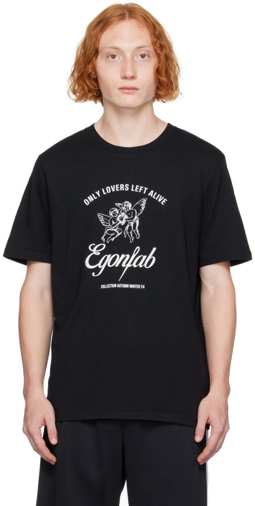 EGONlab Black Printed-Logo T-Shirt Cover