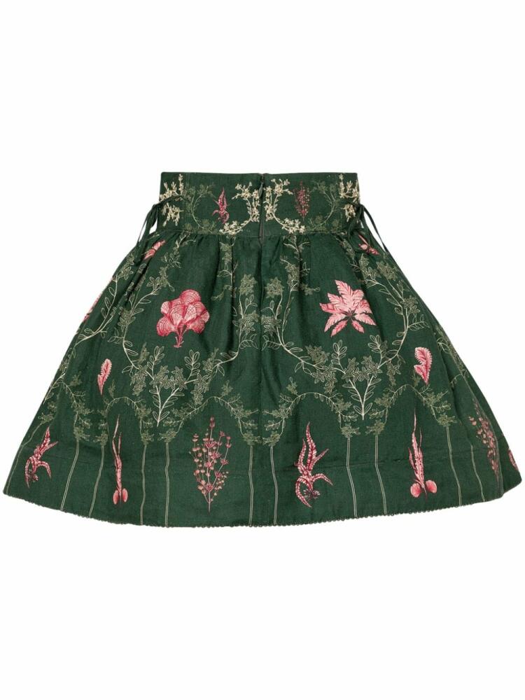 Agua By Agua Bendita Nori Encaje floral-embroidered skirt - Green Cover