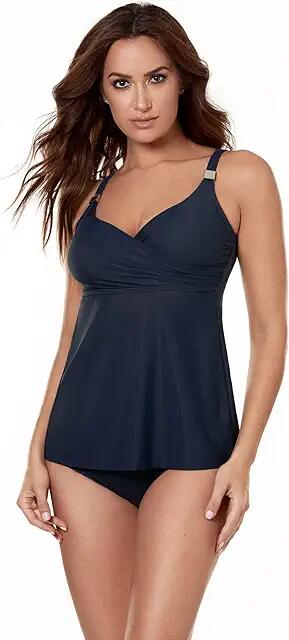 Miraclesuit Solid Surplice Tankini Top (Midnight) Women's Swimwear Cover