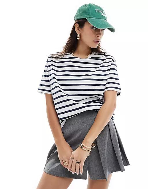 Pull & Bear oversized basic t-shirt in black and white stripe Cover