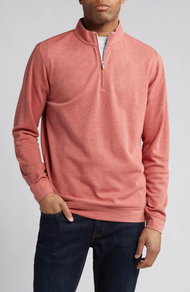 Peter Millar Crown Comfort Piqué Quarter Zip Pullover in Clay Rose Cover