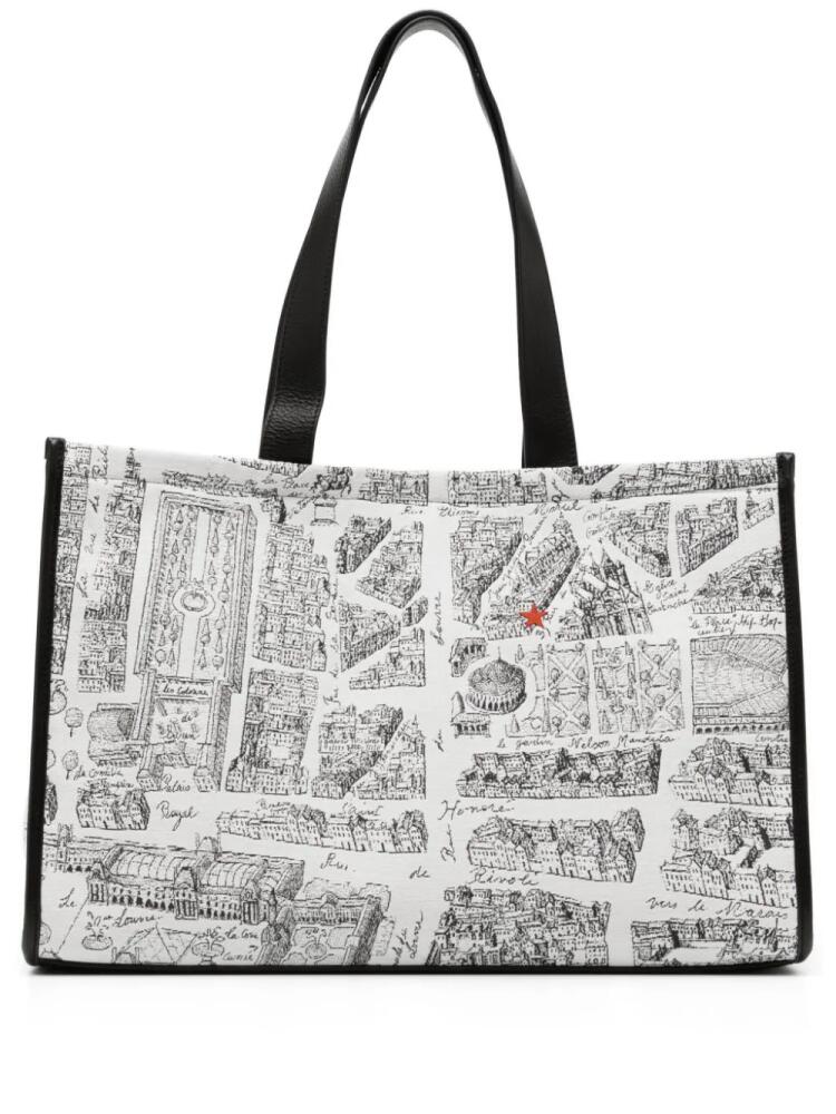 agnès b. Map of Paris screen-print tote bag - White Cover