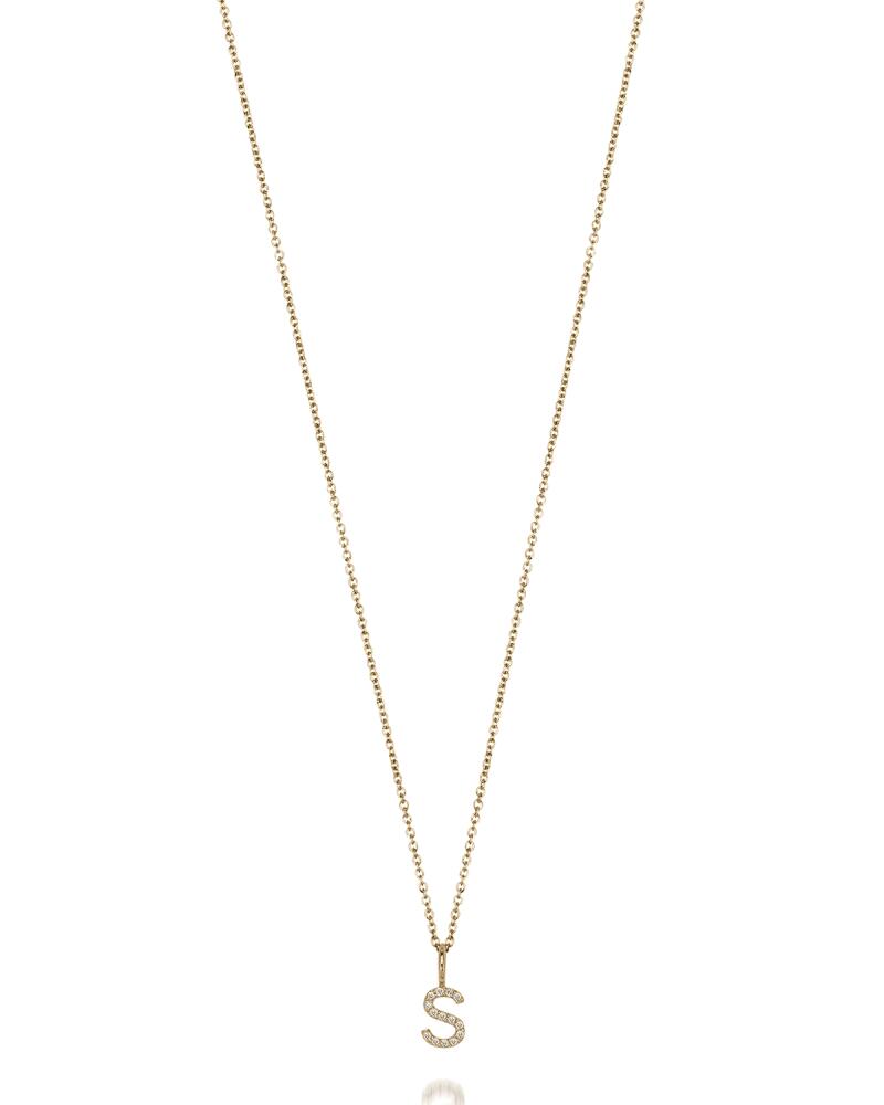 Sarah Chloe Mini Amelia 14K Gold Diamond Initial Pendant Necklace Cover