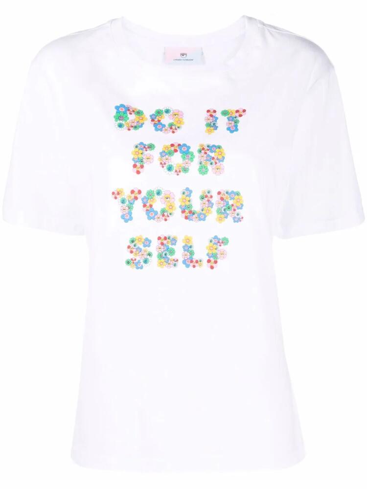 Chiara Ferragni slogan-print short-sleeve T-shirt - White Cover