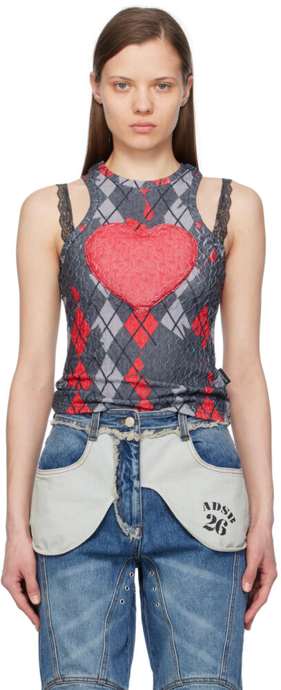 Andersson Bell SSENSE Exclusive Gray & Red Puffy Heart Saver Tank Top Cover