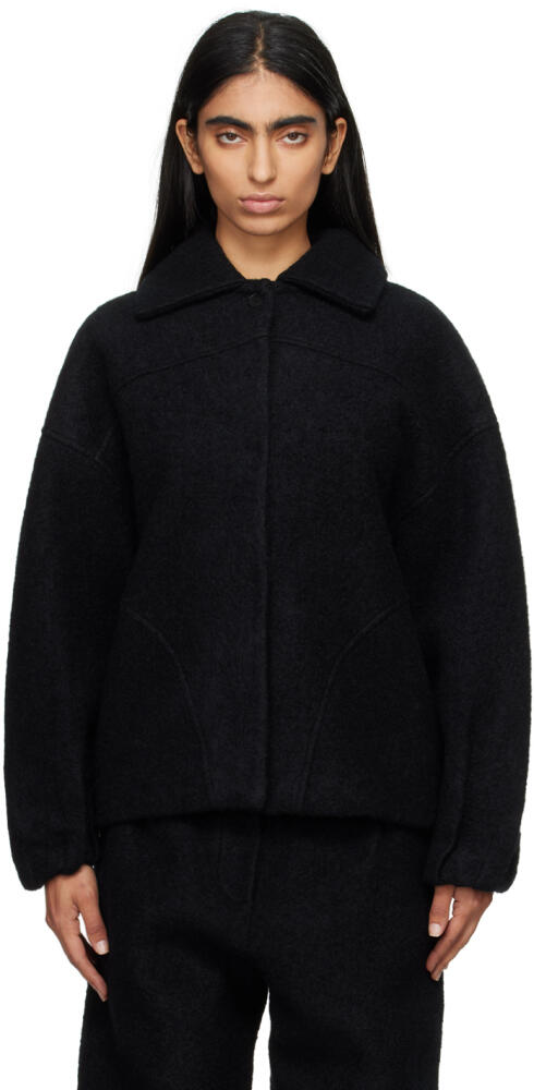 Deiji Studios Black Boiled Wool Coat Cover