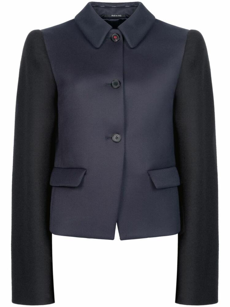 Maison Margiela Spliced double-breasted wool blazer - Blue Cover