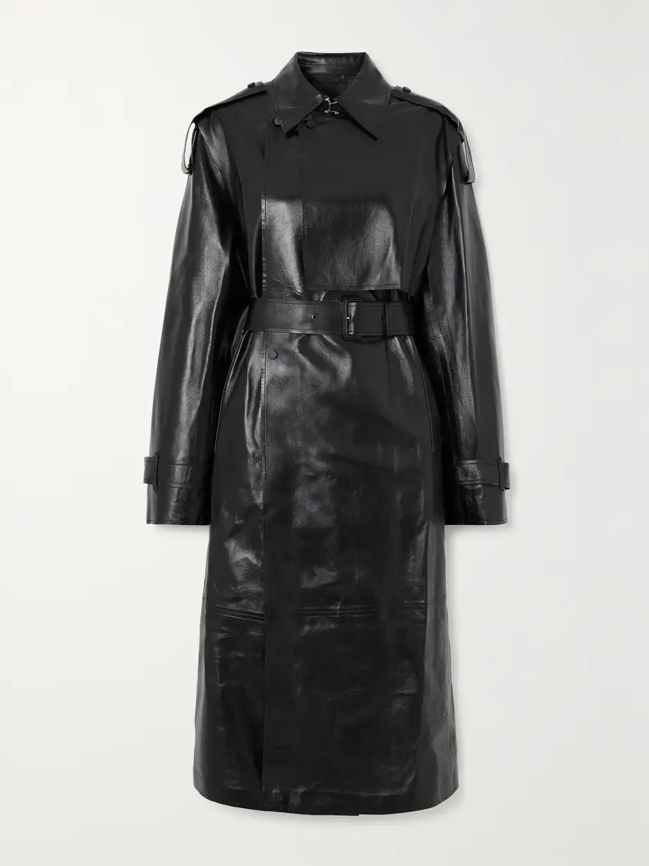 Mackage - Adriana Double-breasted Belted Leather Trench Coat - Black Cover