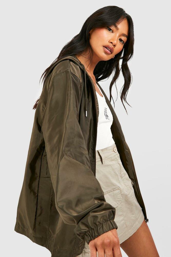 boohoo Womens Hooded Festival Mac - Green Cover