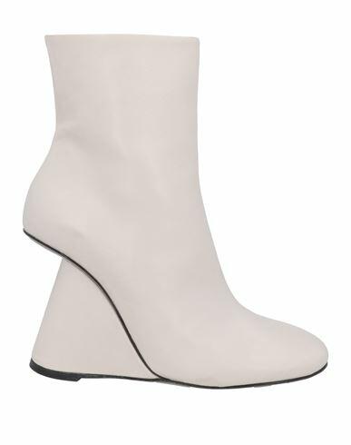 Malloni Woman Ankle boots Off white Soft Leather Cover