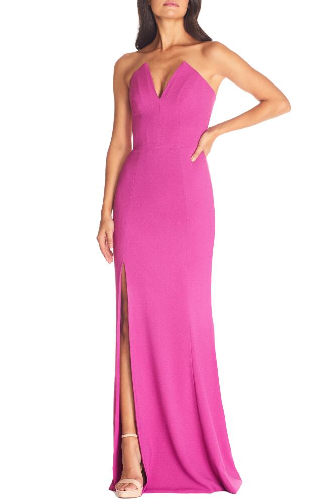 Dress the Population Fernanda Strapless Evening Gown in Hibiscus Cover