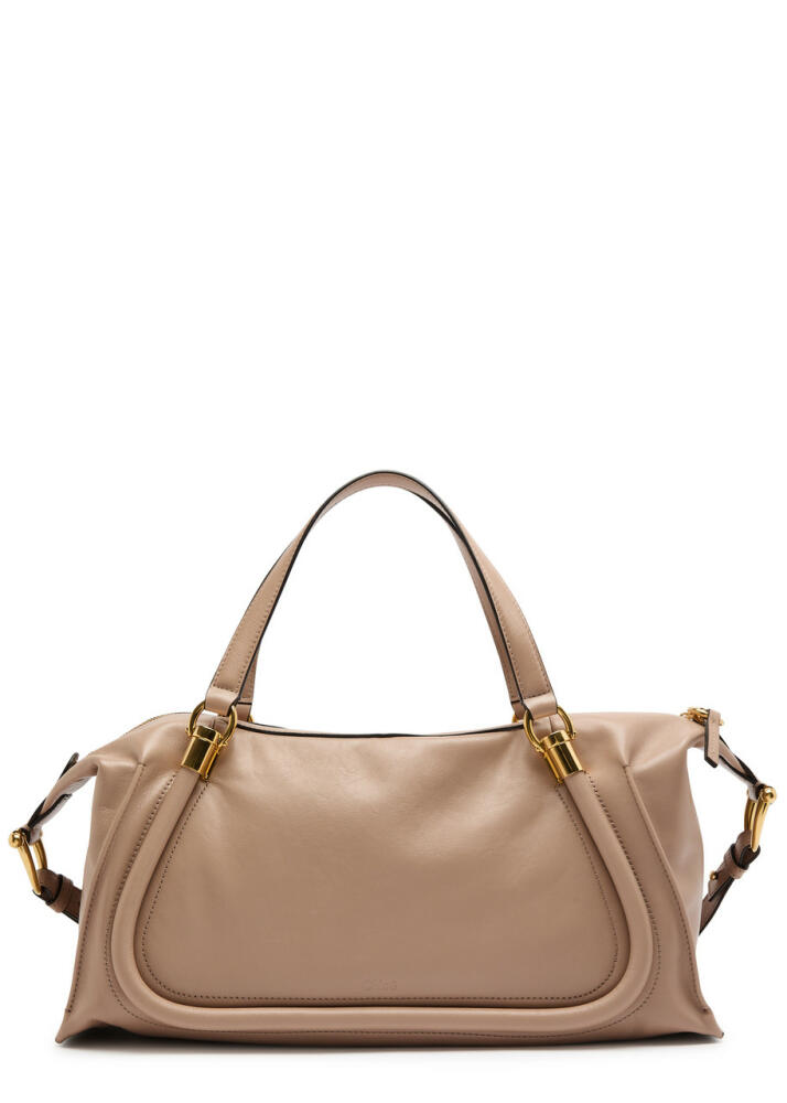 Chloe Paraty 24 Glossed Leather Tote - Beige Cover