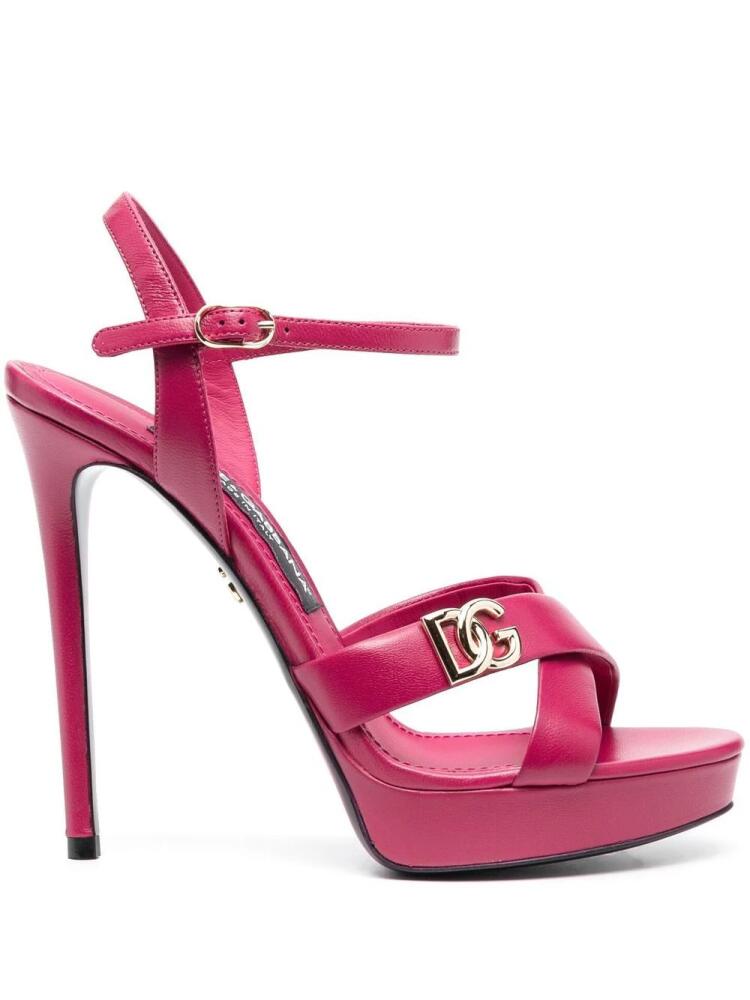 Dolce & Gabbana logo-plaque platform sandals - Pink Cover