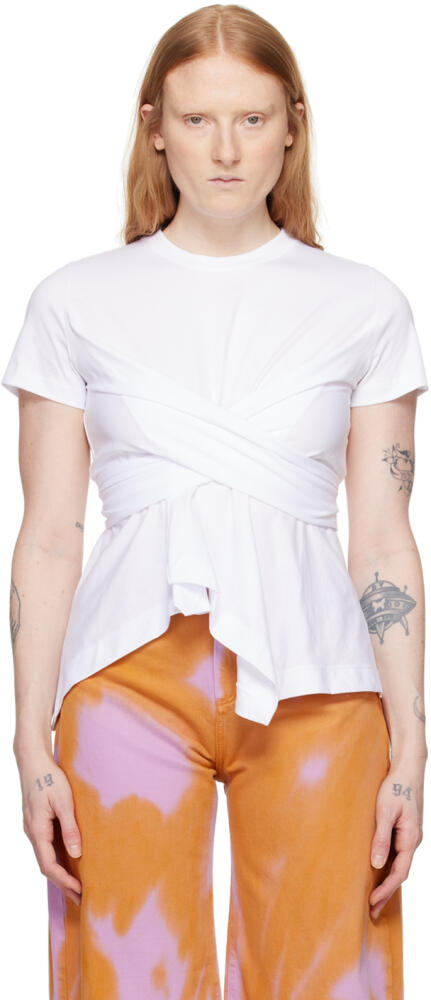 Marques Almeida White Draped T-Shirt Cover