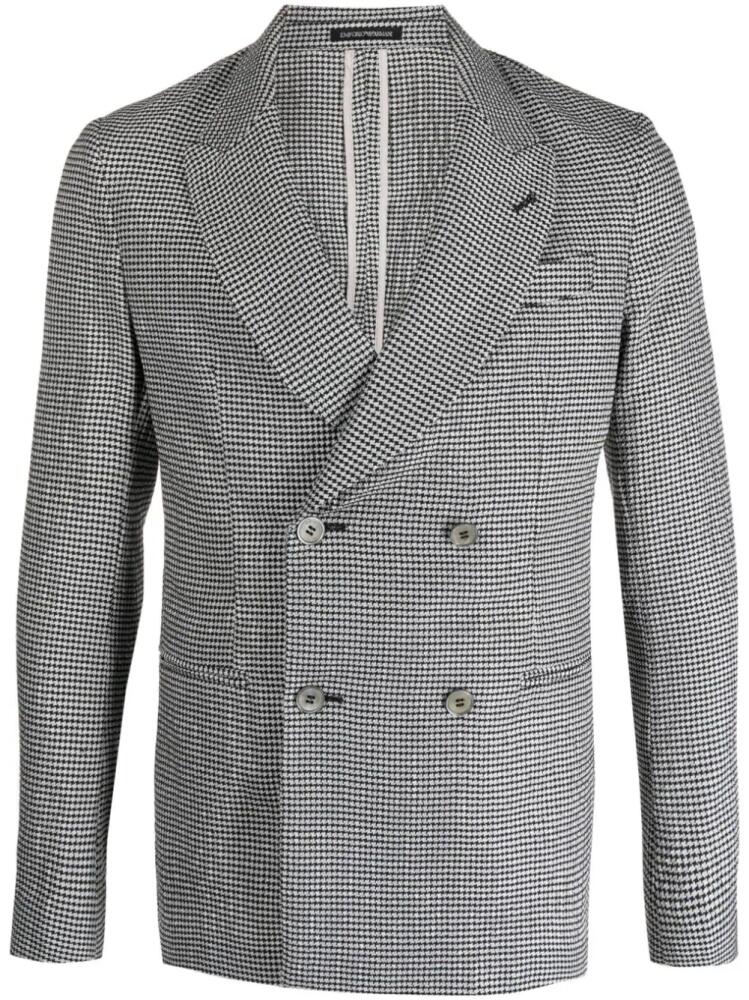 Emporio Armani houndstooth double-breasted blazer - Black Cover