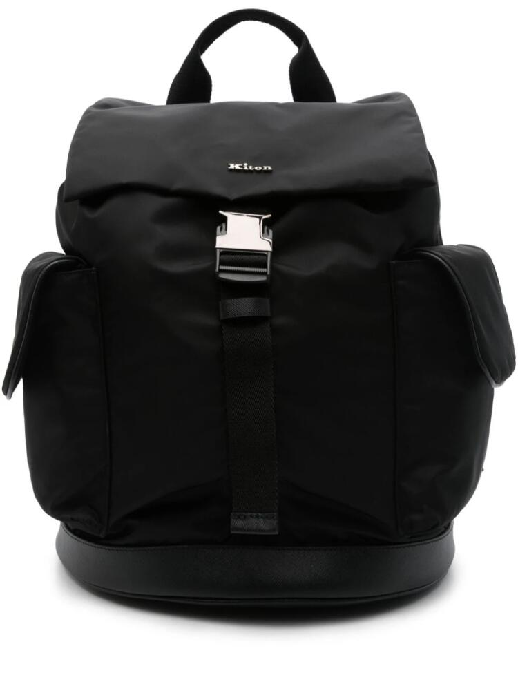 Kiton logo-lettering backpack - Black Cover