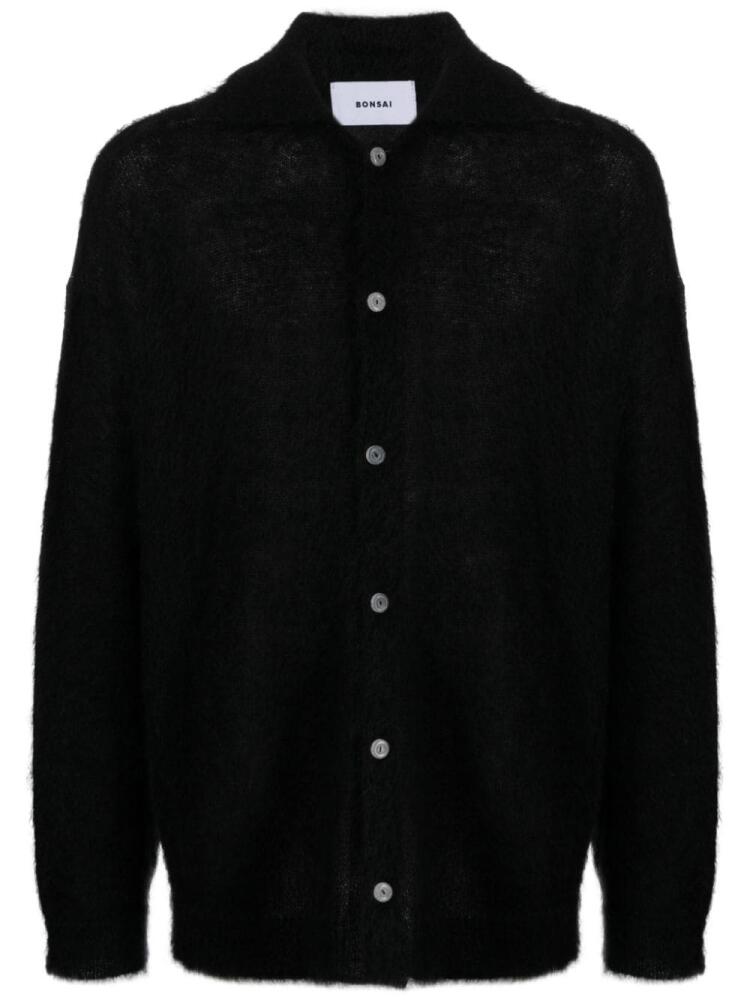 Bonsai logo-patch buttoned cardigan - Black Cover