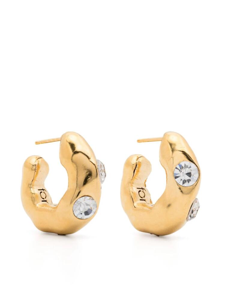 Forte Forte crystal-embellished half-hoop earrings - Gold Cover