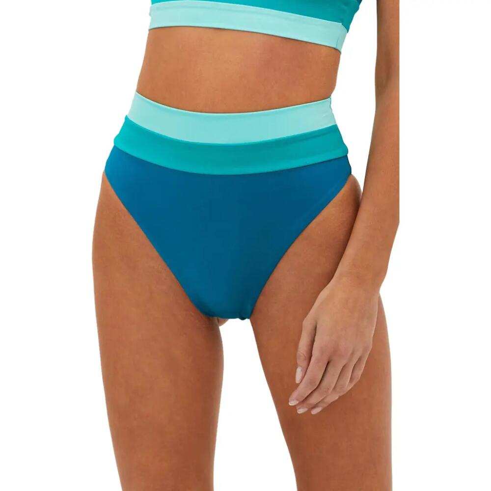 Beach Riot Heidi Colorblock High Waist Bikini Bottoms in Cosmic Colorblock Cover