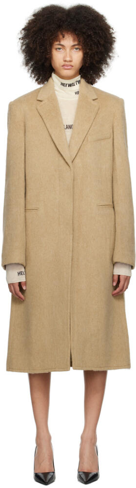 Helmut Lang Tan Notched Lapel Coat Cover