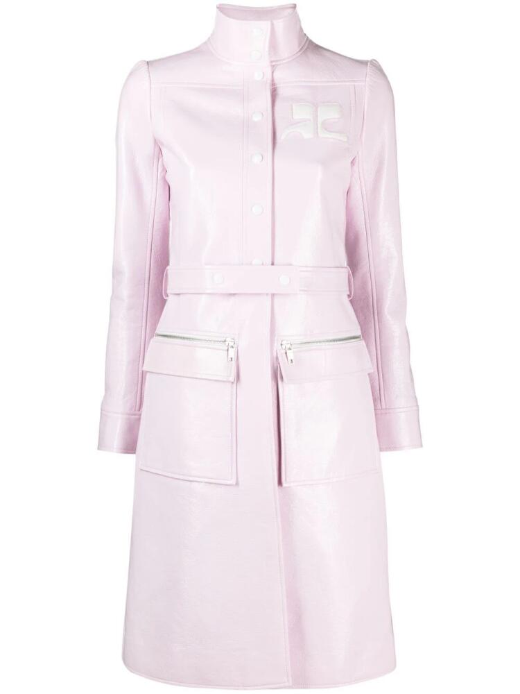 Courrèges logo-patch trench coat - Pink Cover