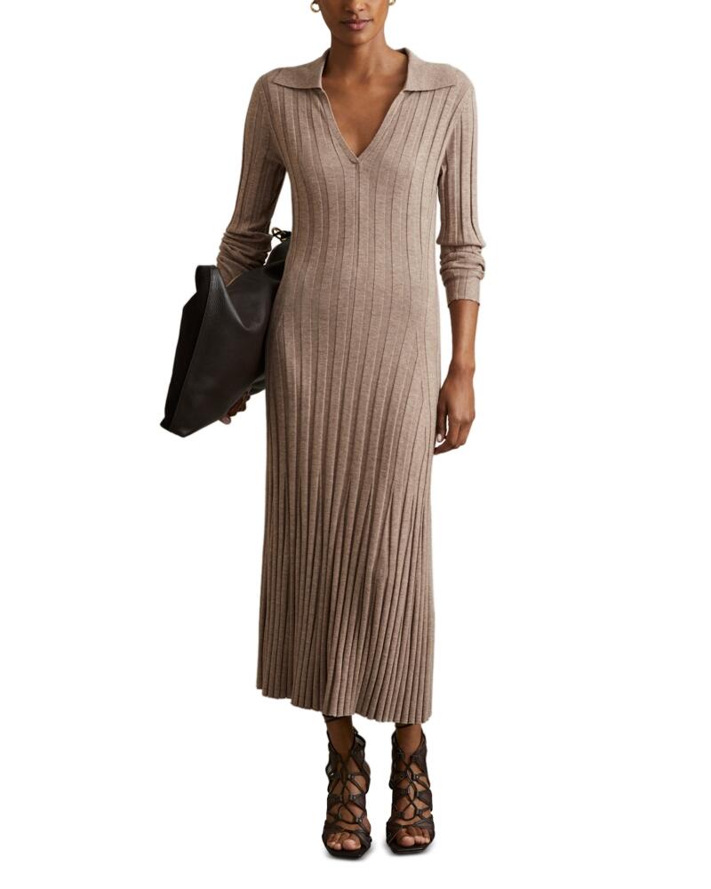 Reiss Petite Winnie Long Sleeve Knitted Midi Dress Pull On Cover