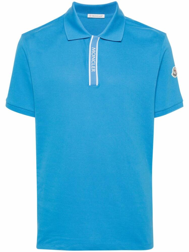 Moncler logo-patch polo shirt - Blue Cover