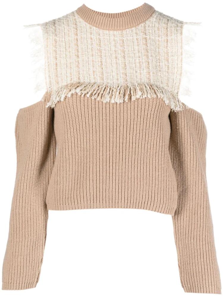 MSGM cold-shoulder wool blend jumper - Neutrals Cover