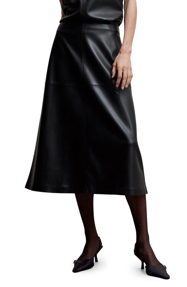 MANGO Faux Leather A-Line Skirt in Black Cover